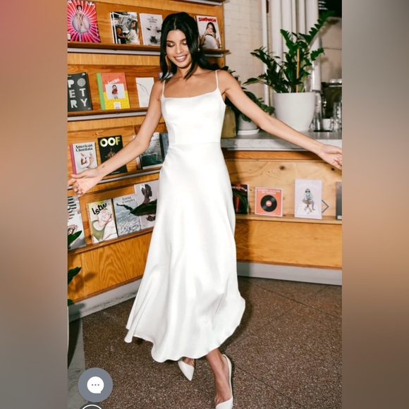 NWT Jenny Yoo Castilla Ivory Midi Dress - Picture 6 of 7